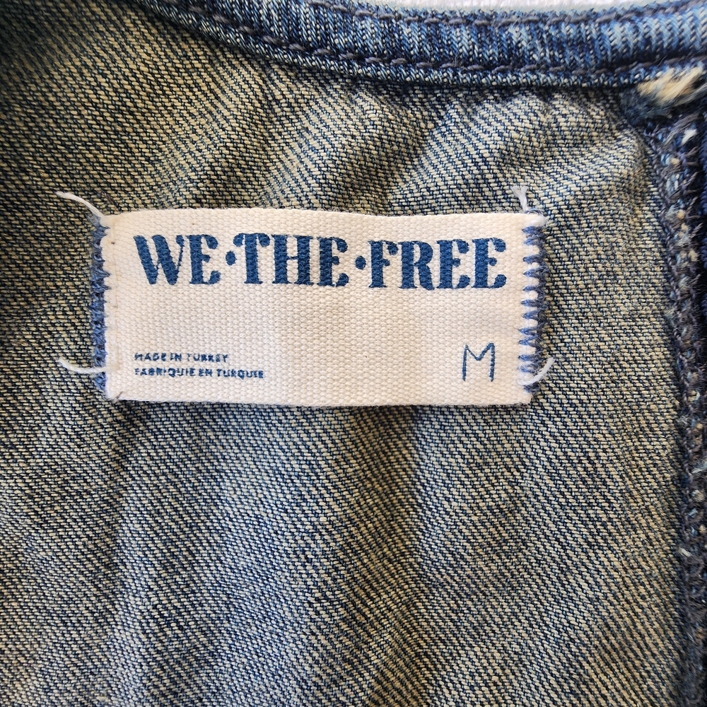 Free People We The Free Denim Wide Leg Jumpsuit Size M Boho Sleeveless Zip Back - Picture 7 of 15
